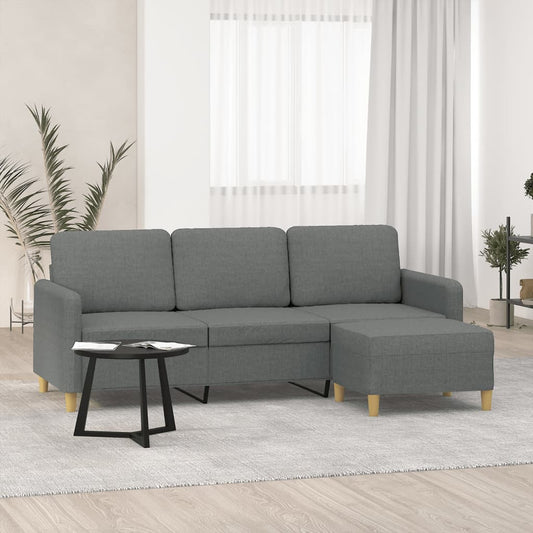 3-Personers Sofa Med Fodskammel 180 Cm Stof
