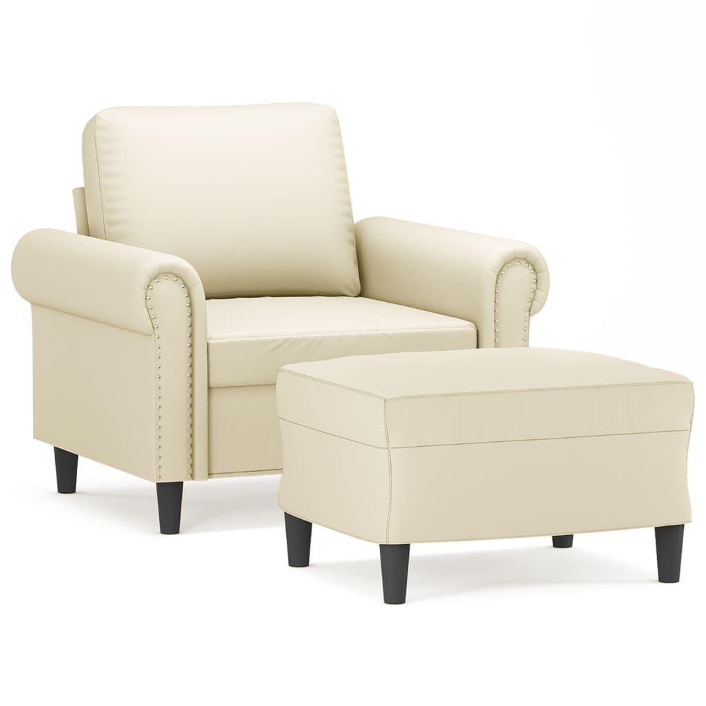 Sofastol Med Fodskammel 60 Cm Kunstlæder