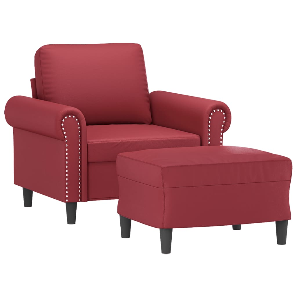 Sofastol Med Fodskammel 60 Cm Kunstlæder