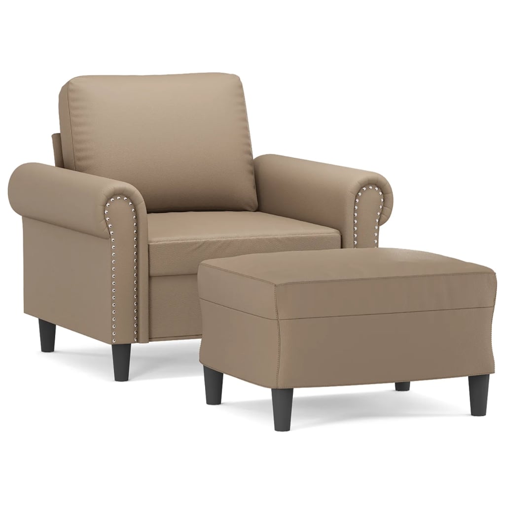 Sofastol Med Fodskammel 60 Cm Kunstlæder