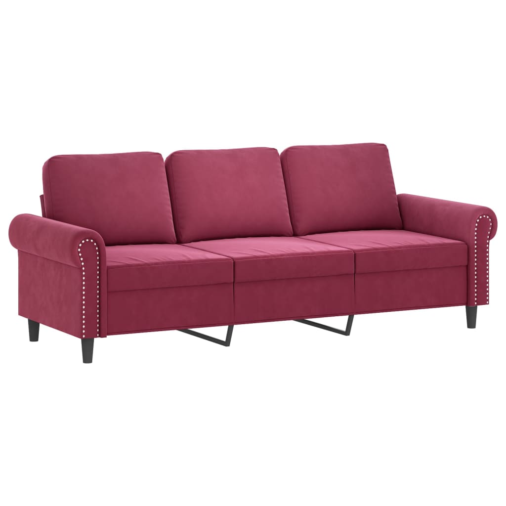3-Personers Sofa Med Fodskammel 180 Cm Velour