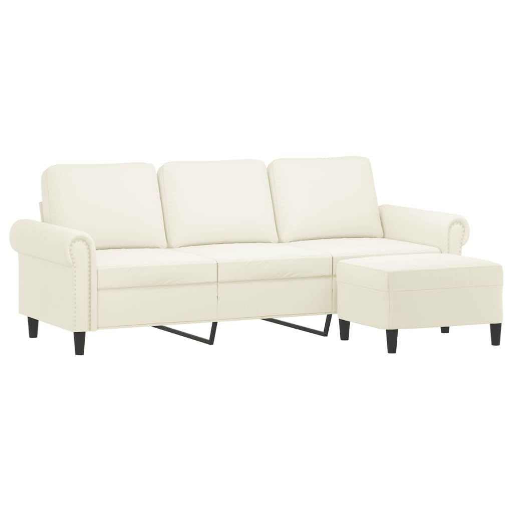 3-Personers Sofa Med Fodskammel 180 Cm Velour