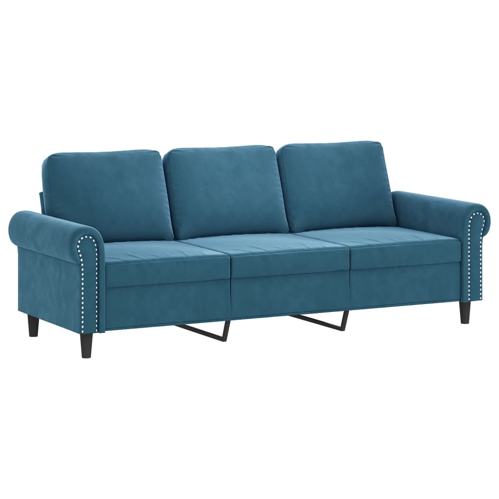 3-Personers Sofa Med Fodskammel 180 Cm Velour