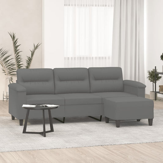 3-Personers Sofa Med Fodskammel 180 Cm Mikrofiberstof