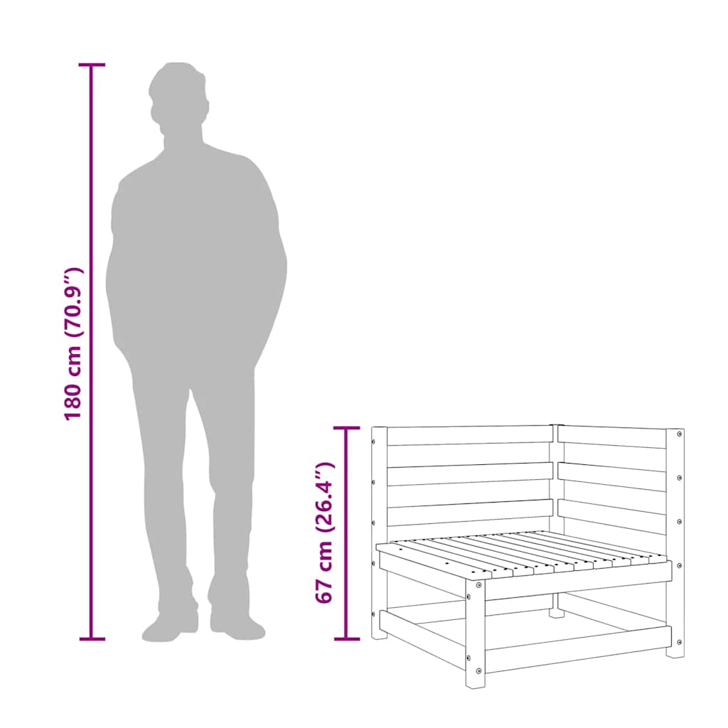 Hjørnemoduler 2 Stk. Til Havesofa 70x70x67 Cm Massivt Fyrretræ - Billede 10