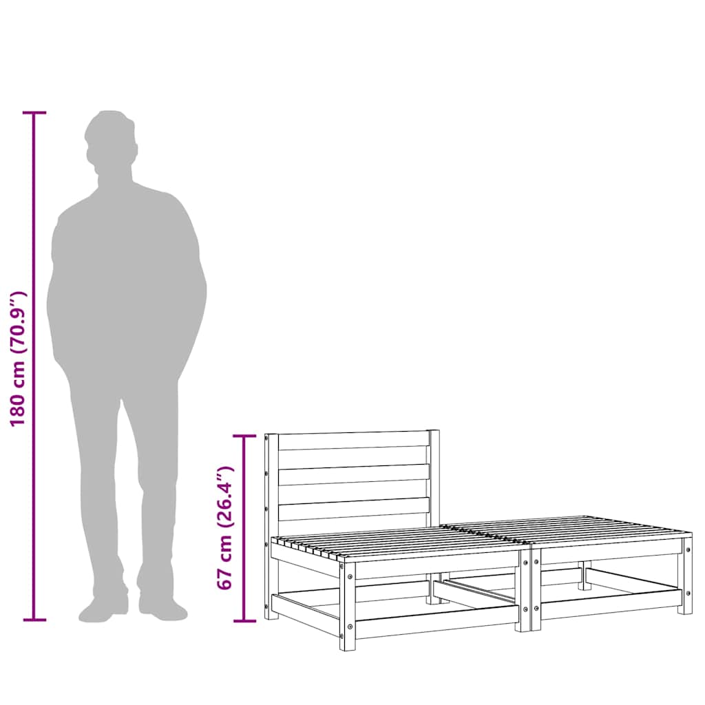 Modul Til Havesofa U. Armlæn Fodskammel Massivt Træ Brun - Billede 11