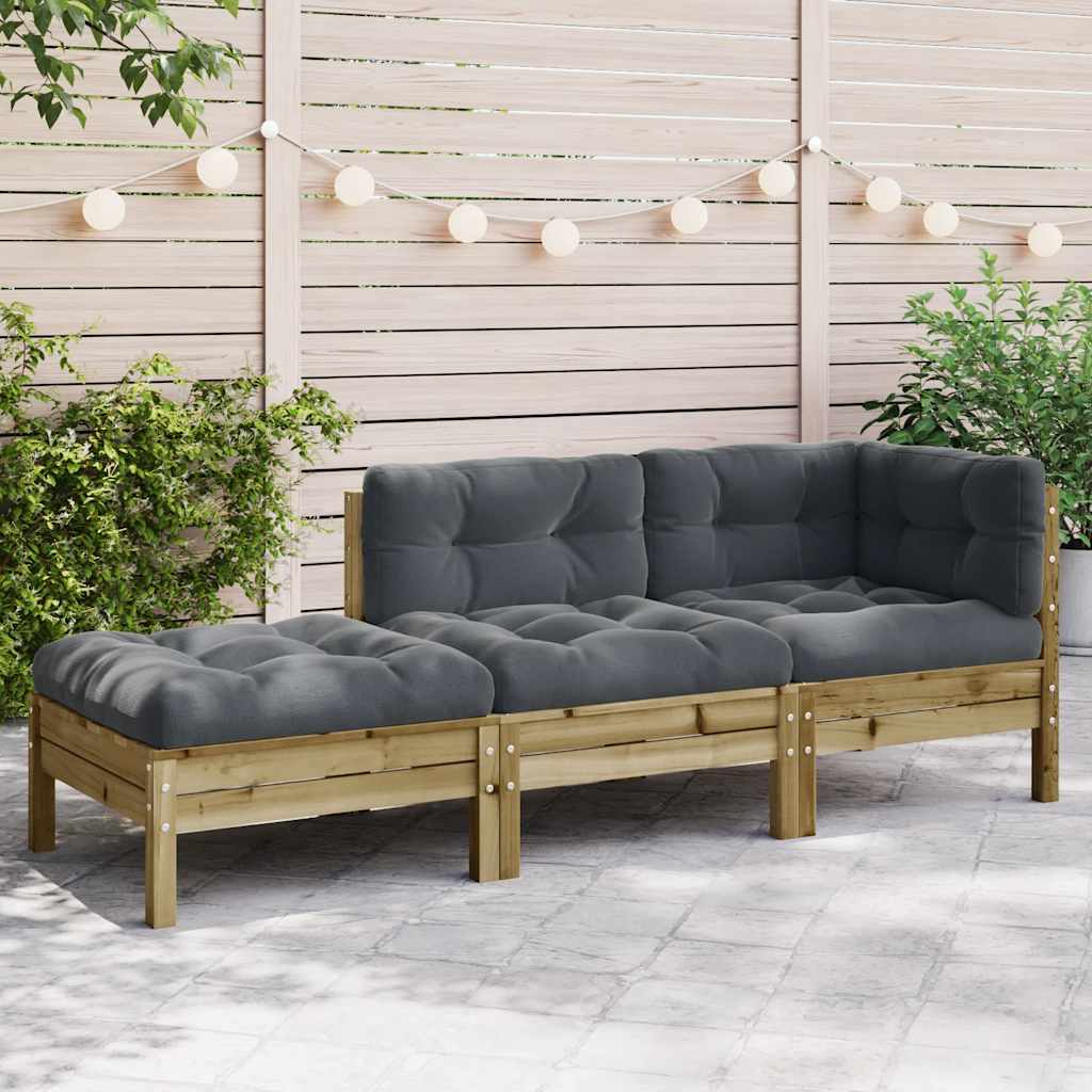 3-personers Havesofa Med Hynder Og Fodskammel - Variant 838176