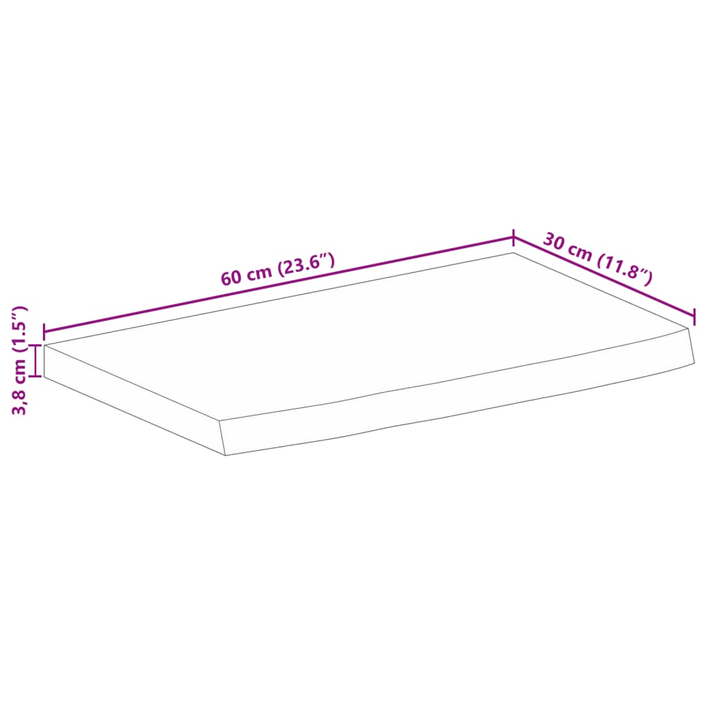 Bordplade 60x30x3,8 Cm Naturlig Kant Massivt Mangotræ - Billede 9
