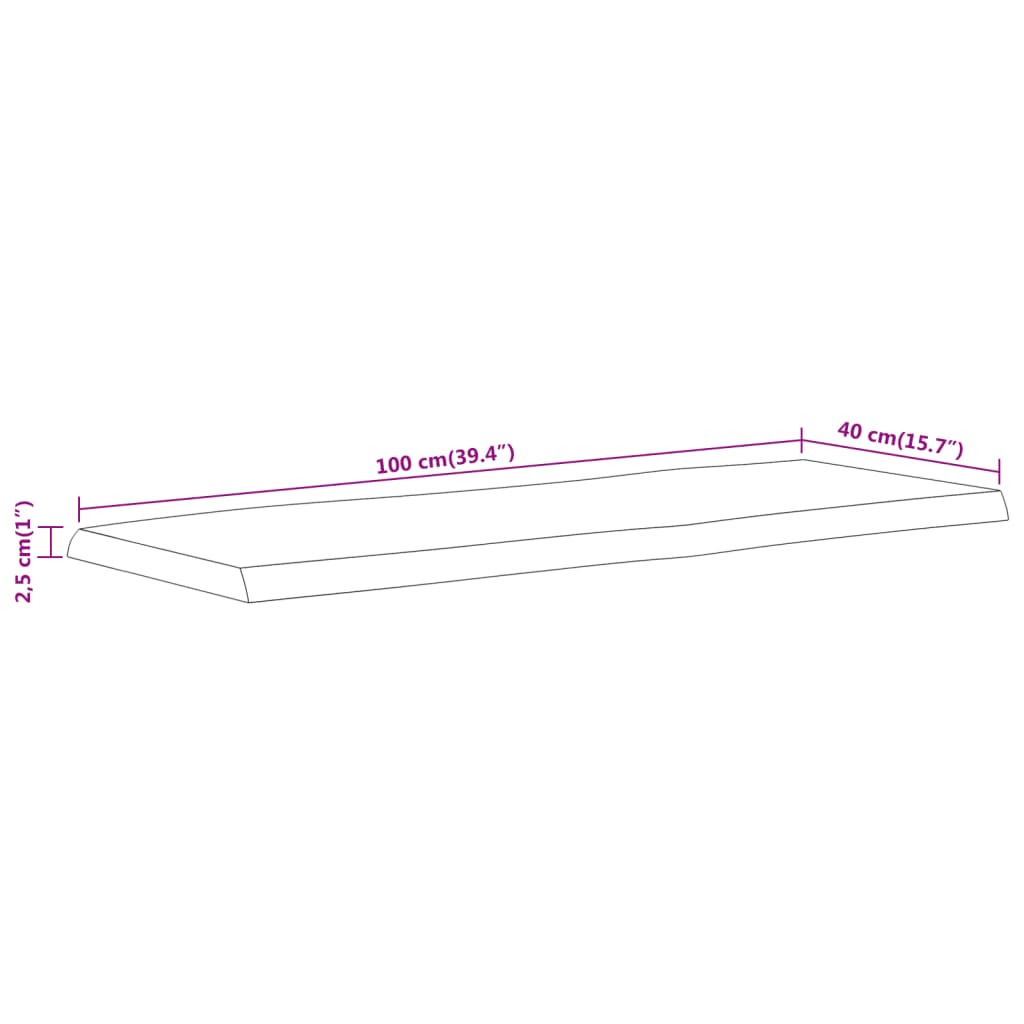 Bordplade 100x40x2,5 Cm Rektangulær Massivt Akacietræ - Billede 9