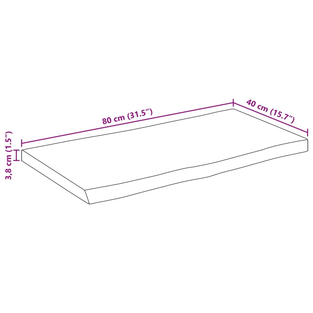 Bordplade 80x40x3,8 Cm Rektangulær Massivt Akacietræ - Billede 9