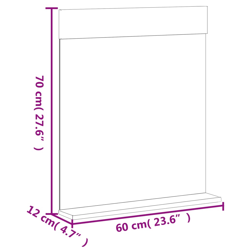 Badeværelsesspejl Med Hylde Berg 60x12x70 Cm Massivt Træ - Billede 6