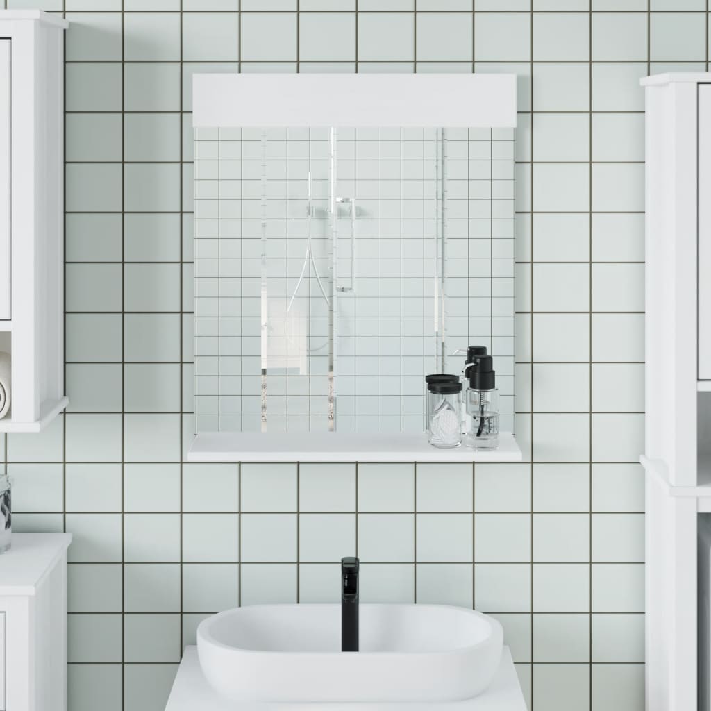 Badeværelsesspejl Med Hylde Berg 60x12x70 Cm Massivt Træ - Hovedbillede