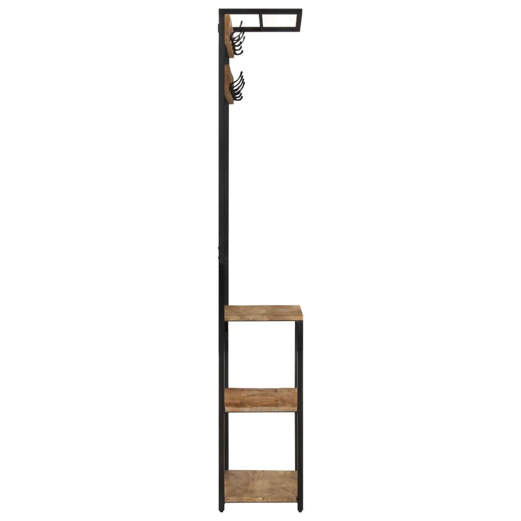 Knagerække Med Skoopbevaring 68x30x182 Cm Massivt Ru Mangotræ - Billede 3