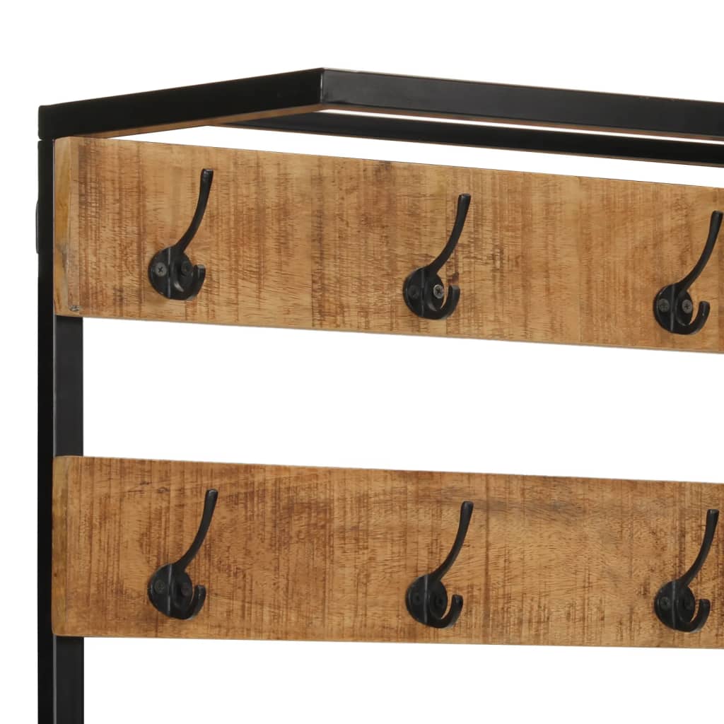 Knagerække Med Skoopbevaring 68x30x182 Cm Massivt Ru Mangotræ - Billede 5