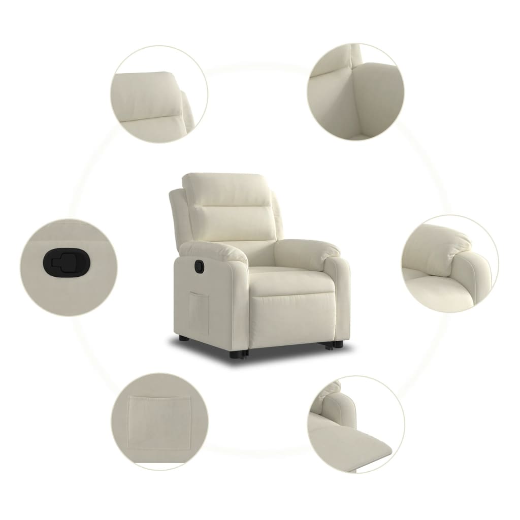 Løftestol Velour Farvet Creme