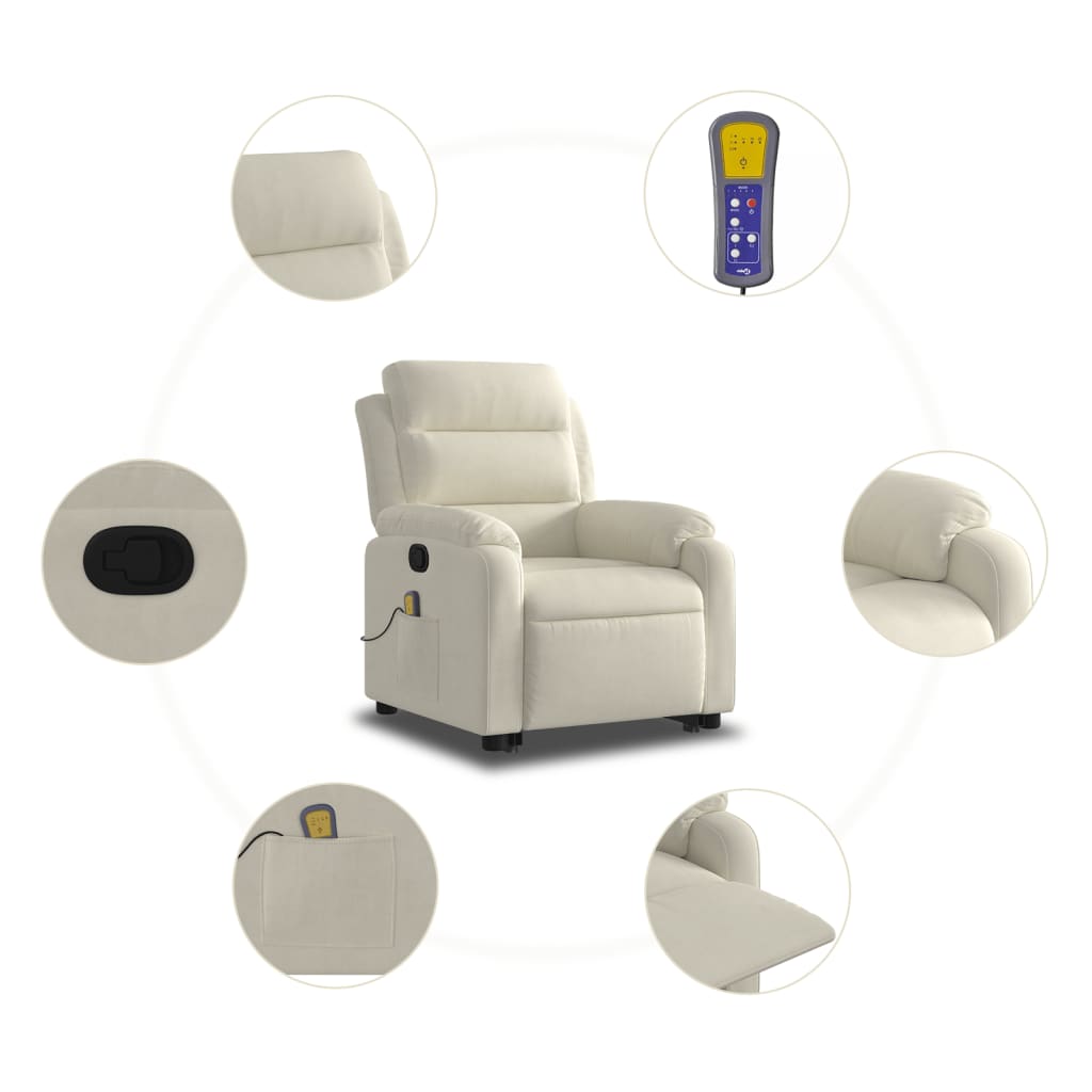 Løftestol Velour Farvet Creme