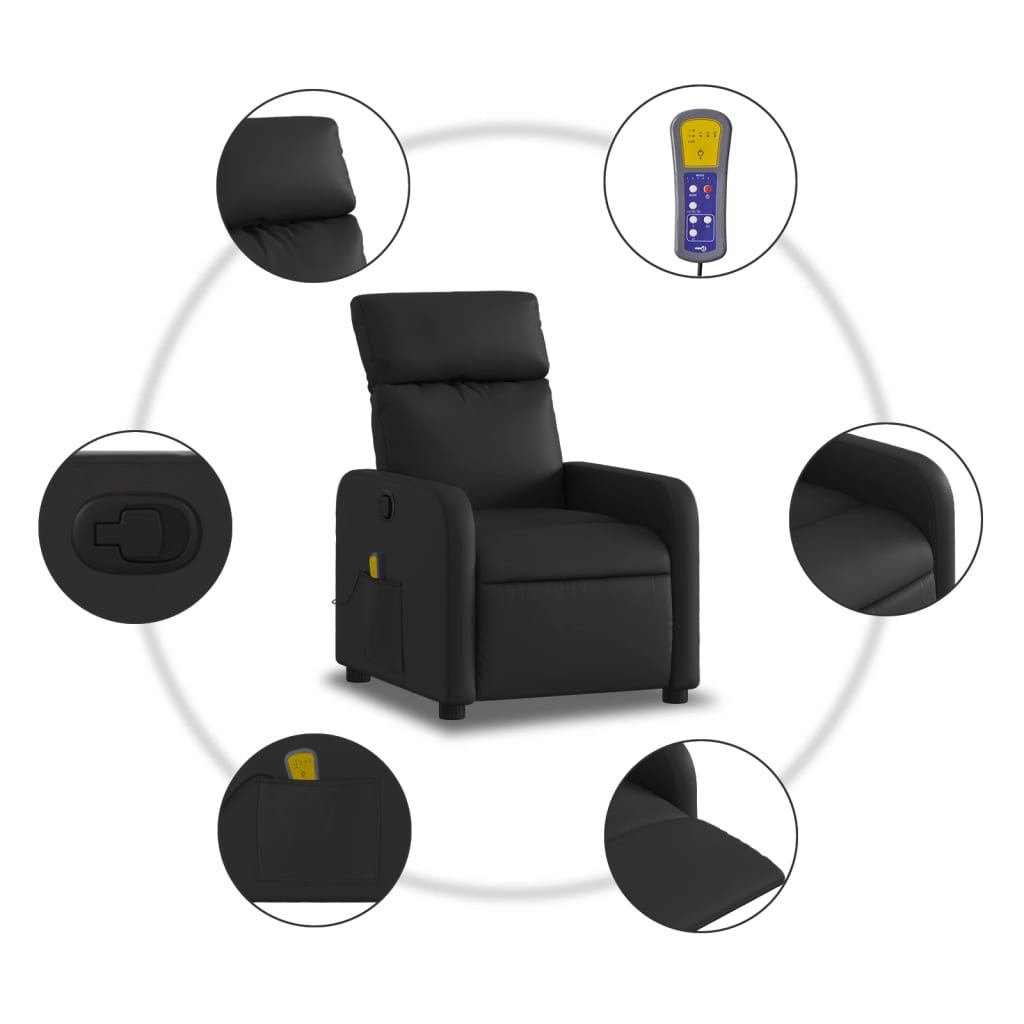 Massagestol Sort Kunstlæder - Billede 6