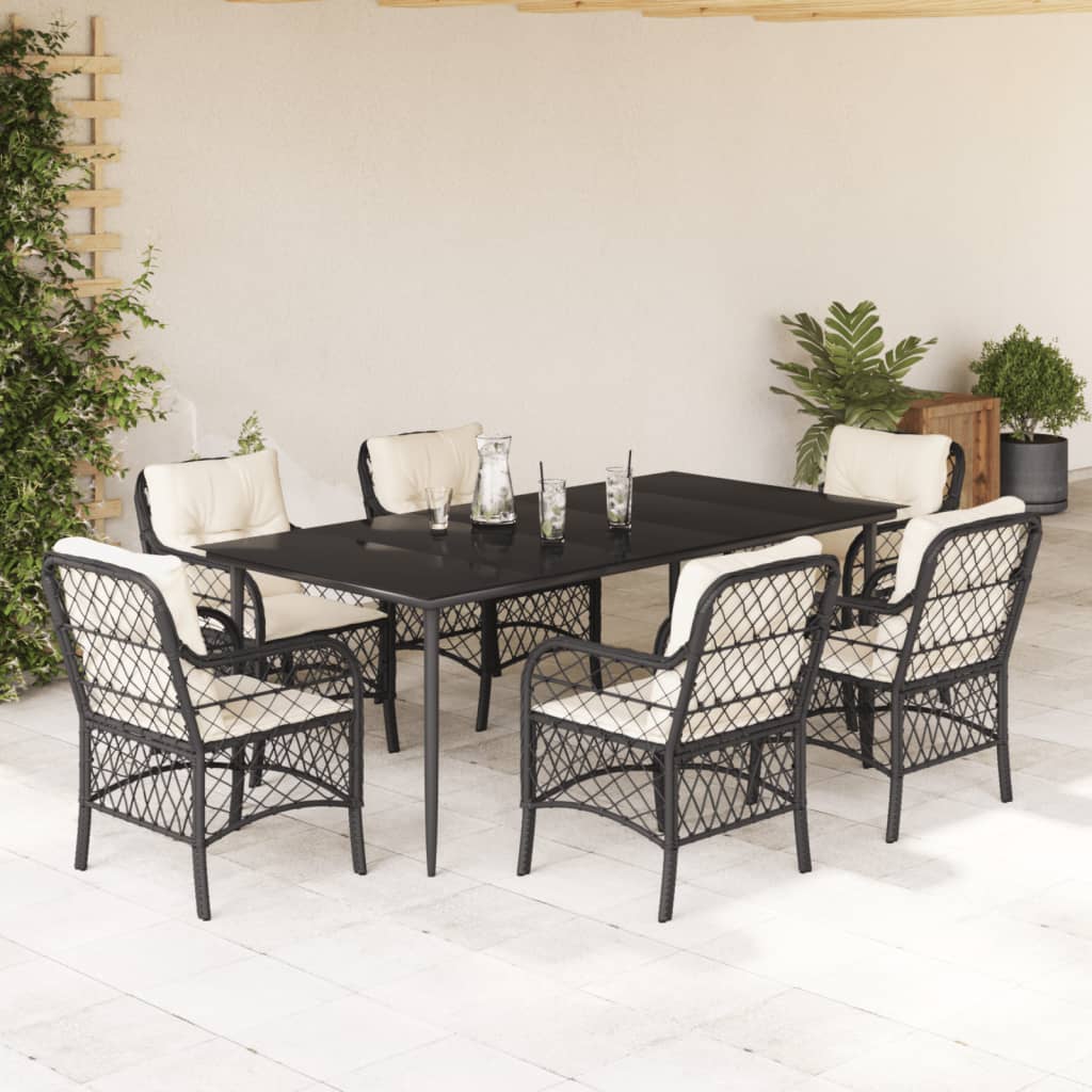 Bistrosæt til Haven 3 Dele med Hynder Polyrattan Sort