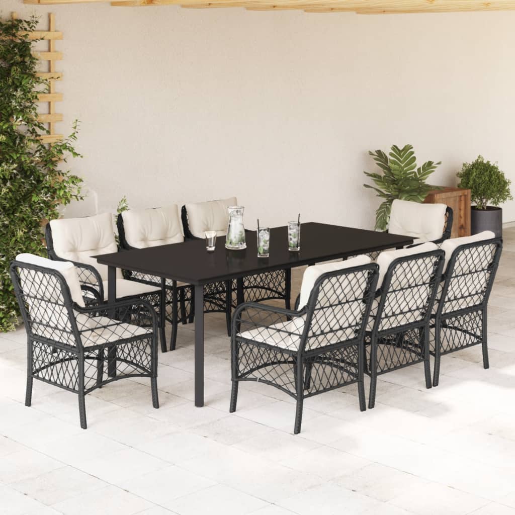 Bistrosæt til Haven 3 Dele med Hynder Polyrattan Sort