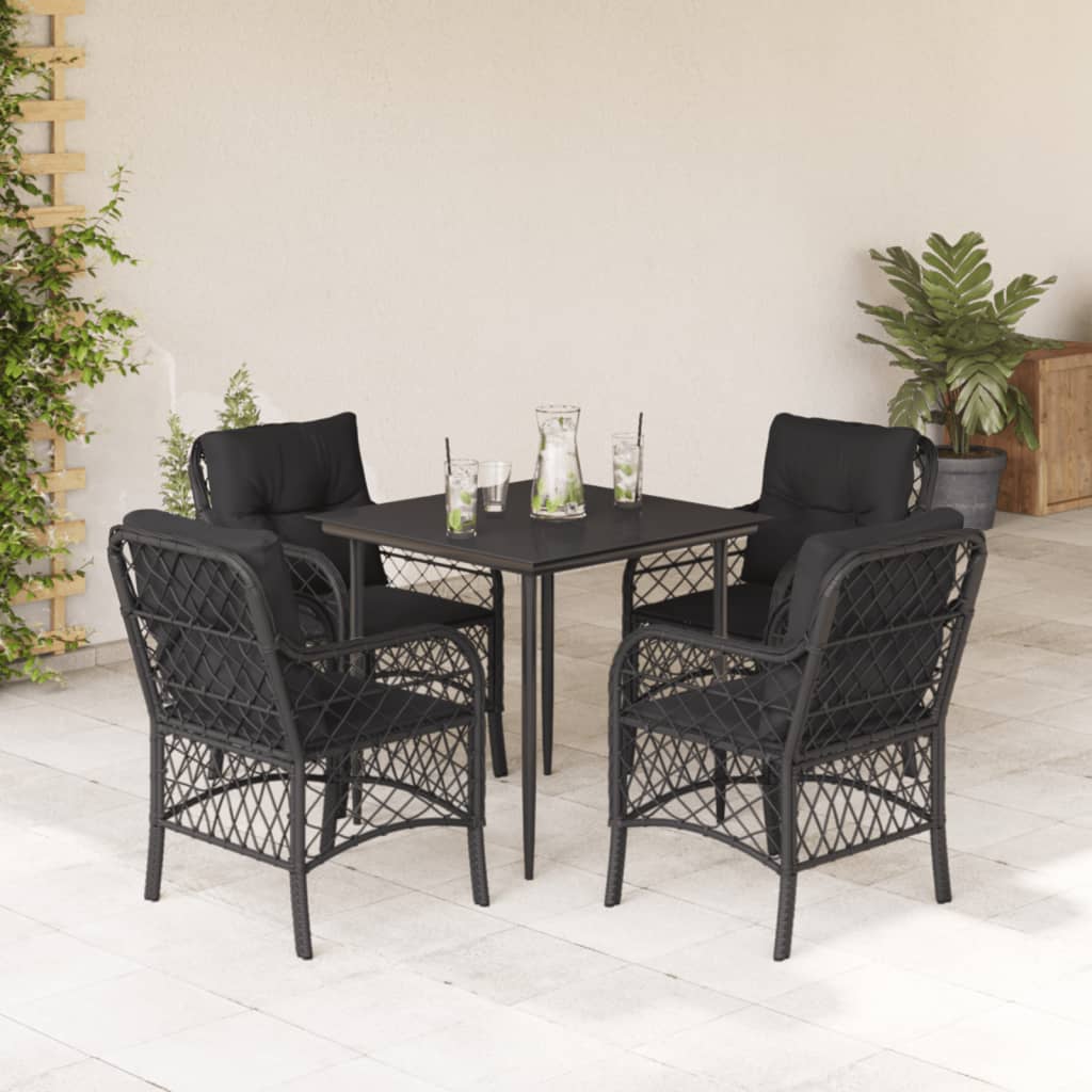 Bistrosæt til Haven 3 Dele med Hynder Polyrattan Sort