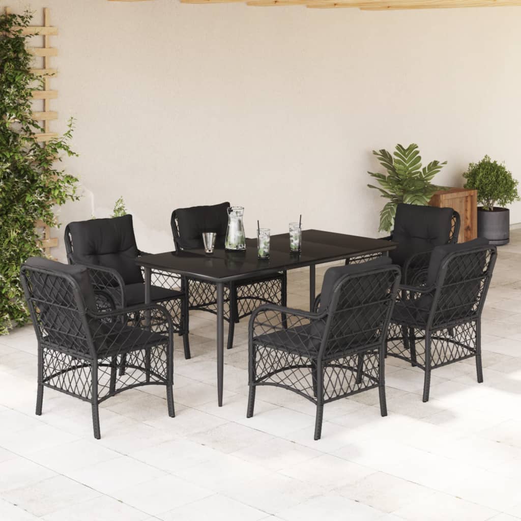 Bistrosæt til Haven 3 Dele med Hynder Polyrattan Sort