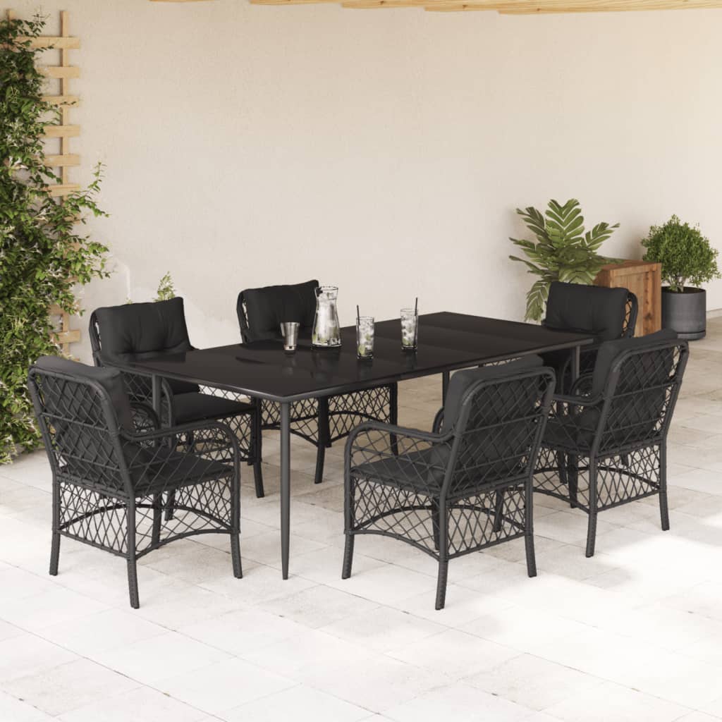 Bistrosæt til Haven 3 Dele med Hynder Polyrattan Sort
