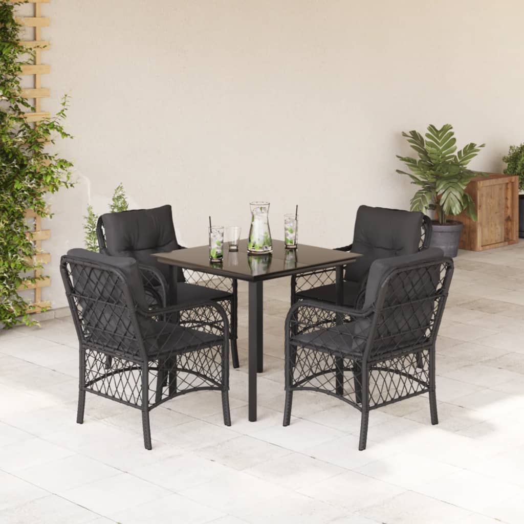 Bistrosæt til Haven 3 Dele med Hynder Polyrattan Sort