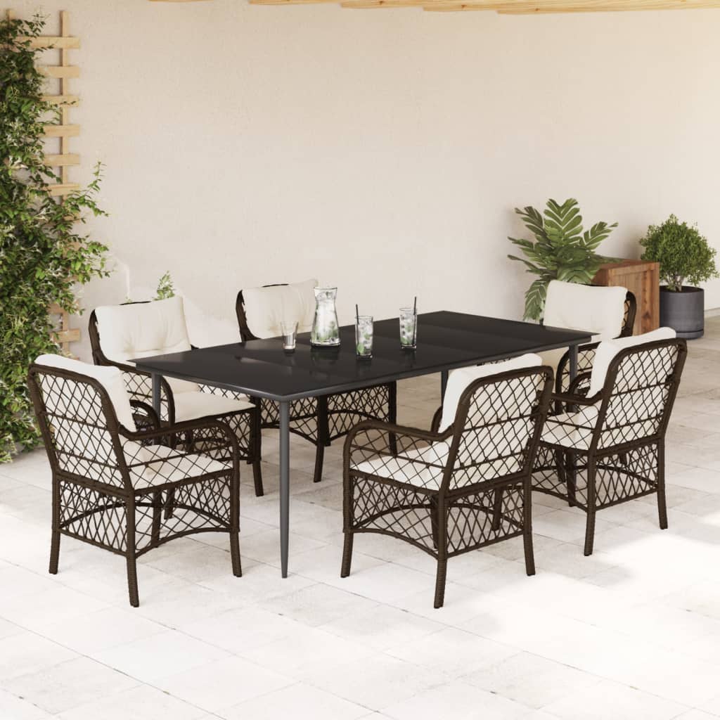 Bistrosæt til Haven 3 Dele med Hynder Polyrattan Brun