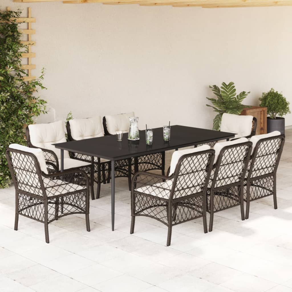 Bistrosæt til Haven 3 Dele med Hynder Polyrattan Brun