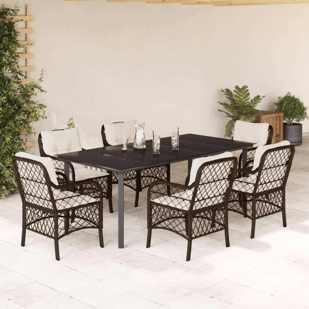 Bistrosæt til Haven 3 Dele med Hynder Polyrattan Brun