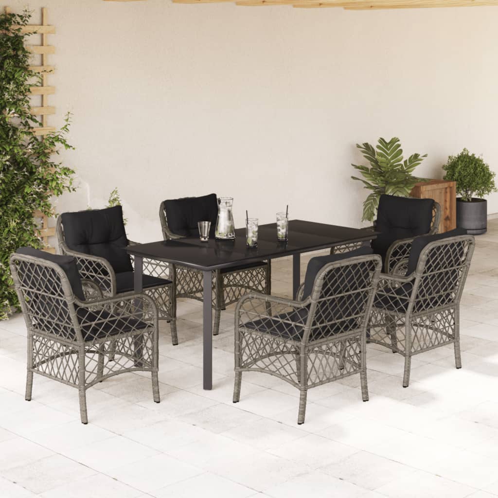 Bistrosæt til Haven 3 Dele med Hynder Polyrattan Grå