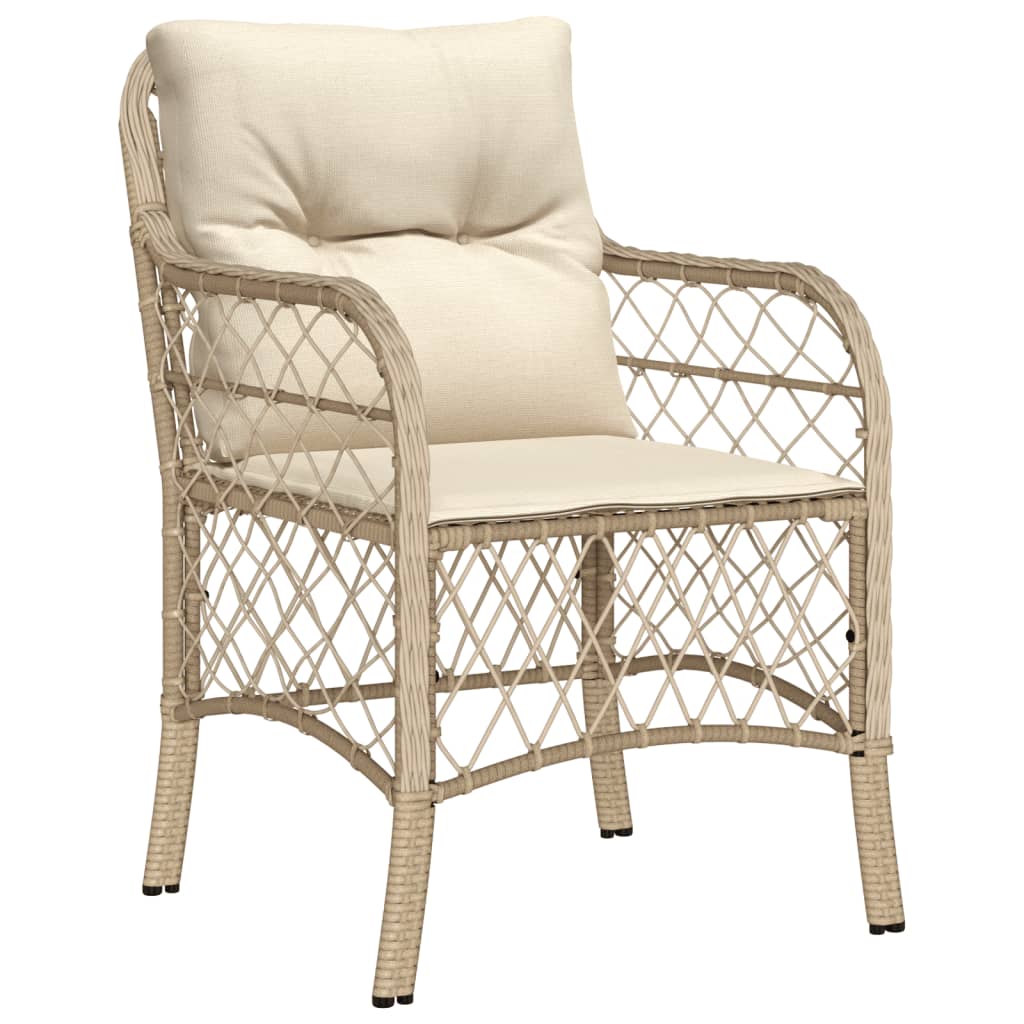 Bistrosæt til Haven 3 Dele med Hynder Polyrattan Beige - billede 3