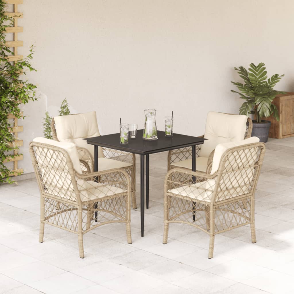 Bistrosæt til Haven 3 Dele med Hynder Polyrattan Beige