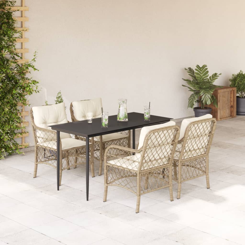 Bistrosæt til Haven 3 Dele med Hynder Polyrattan Beige