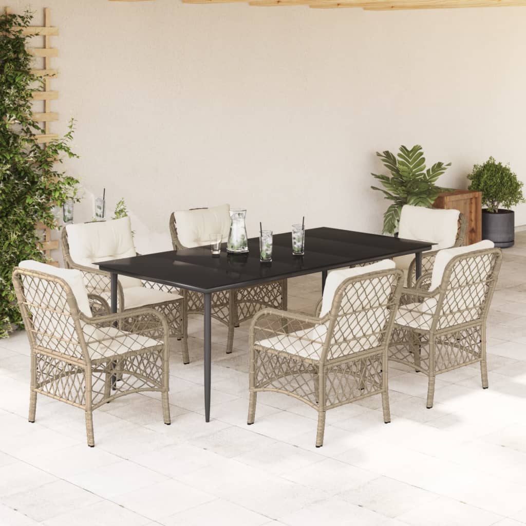 Bistrosæt til Haven 3 Dele med Hynder Polyrattan Beige