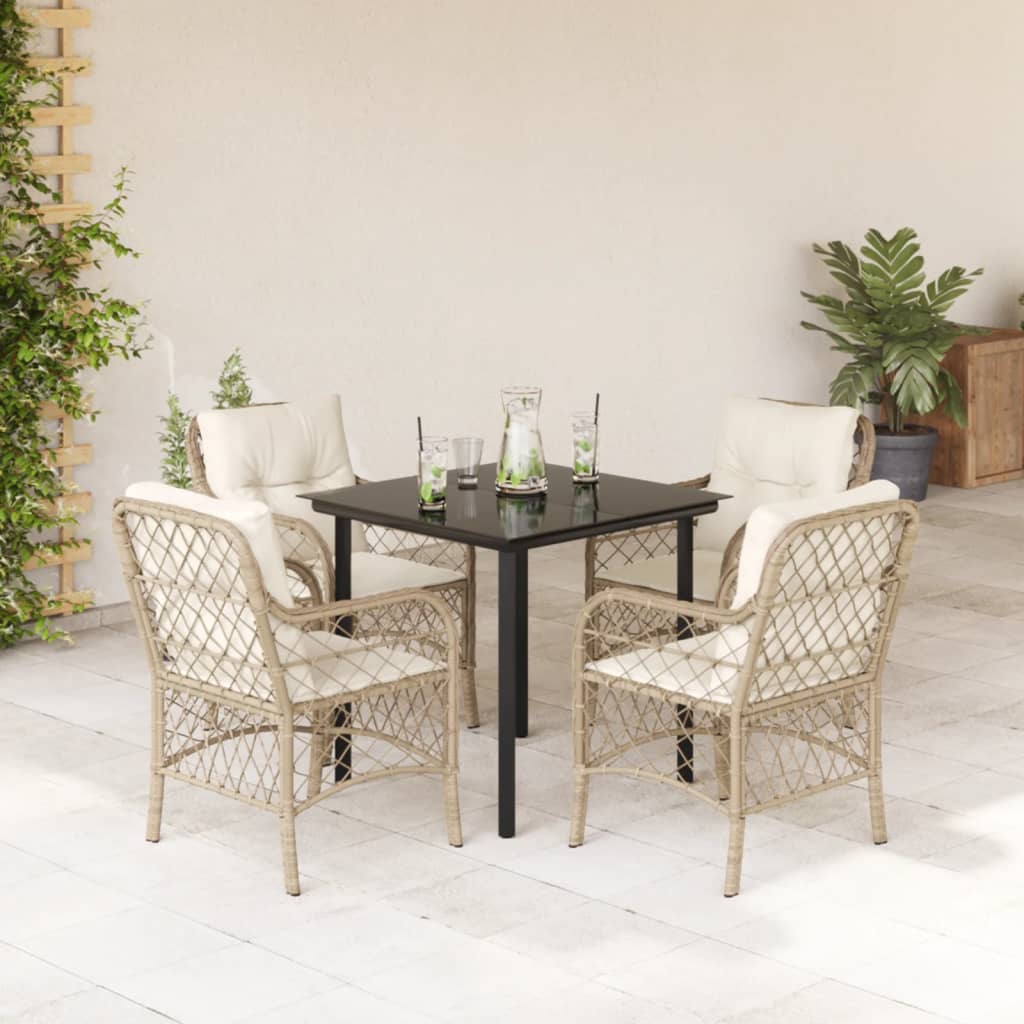 Bistrosæt til Haven 3 Dele med Hynder Polyrattan Beige