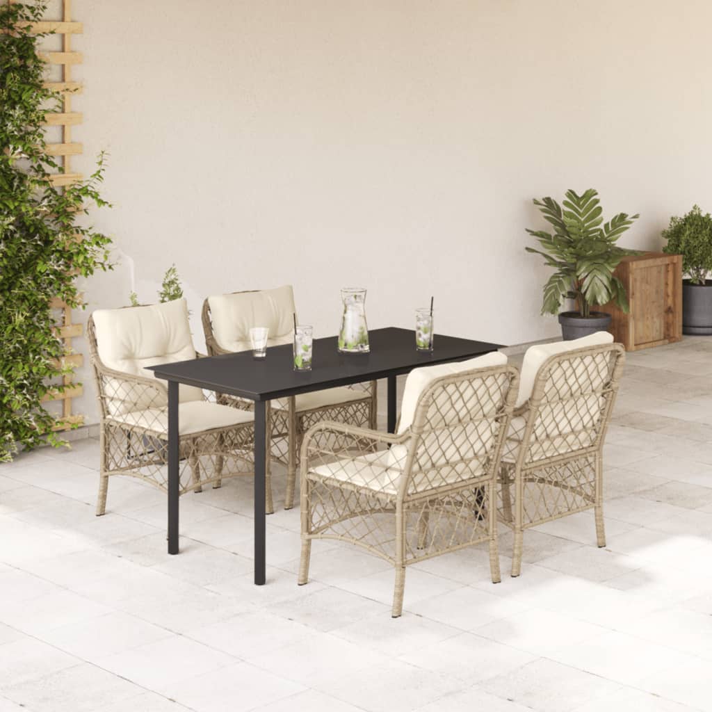 Bistrosæt til Haven 3 Dele med Hynder Polyrattan Beige