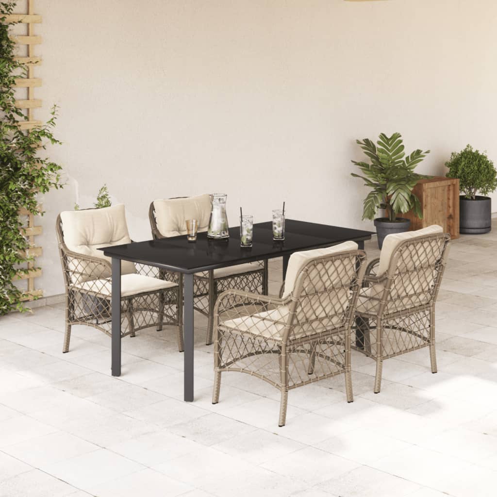 Bistrosæt til Haven 3 Dele med Hynder Polyrattan Beige