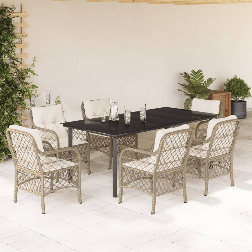 Bistrosæt til Haven 3 Dele med Hynder Polyrattan Beige