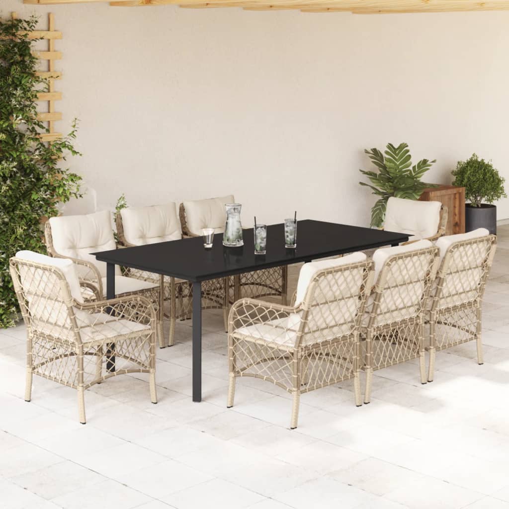 Bistrosæt til Haven 3 Dele med Hynder Polyrattan Beige