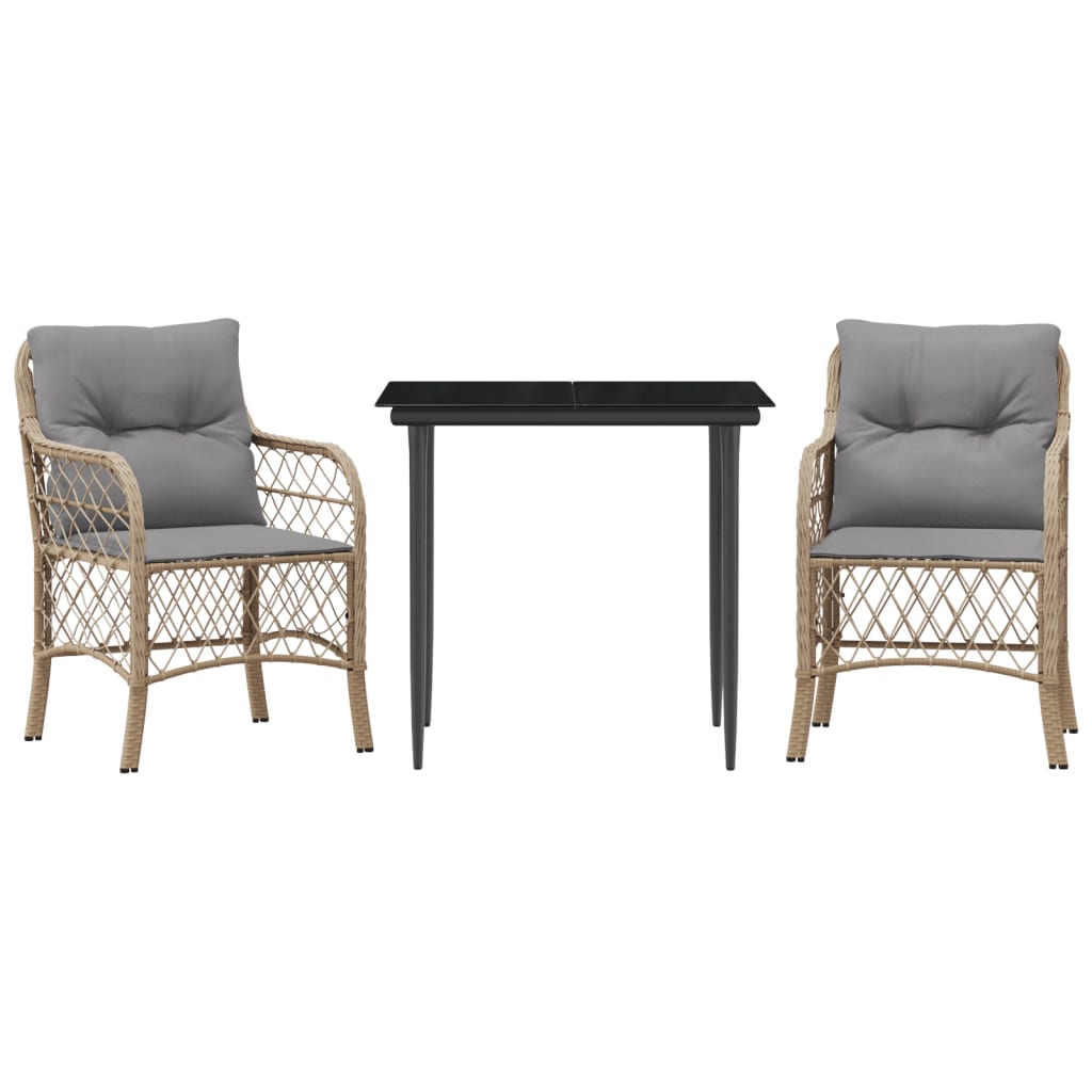 Spisebordssæt Til Haven 5 Dele Med Hynder Polyrattan Beige