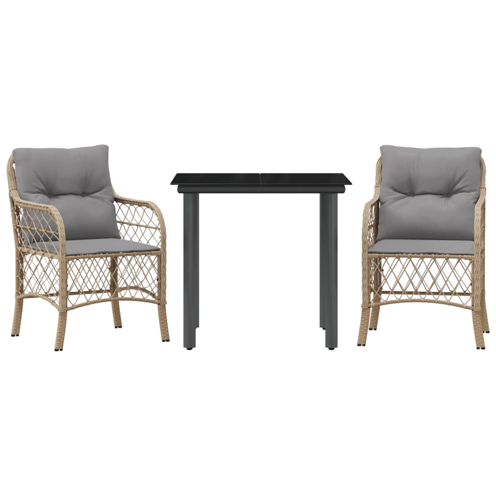 Spisebordssæt Til Haven 5 Dele Med Hynder Polyrattan Beige