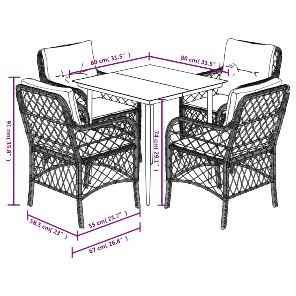 Bistrosæt Til Haven 3 Dele Med Hynder Polyrattan Lysegrå