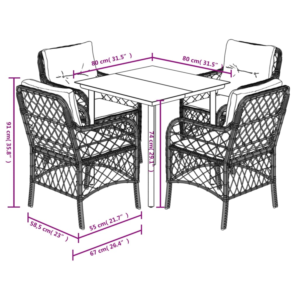 Bistrosæt Til Haven 3 Dele Med Hynder Polyrattan Lysegrå