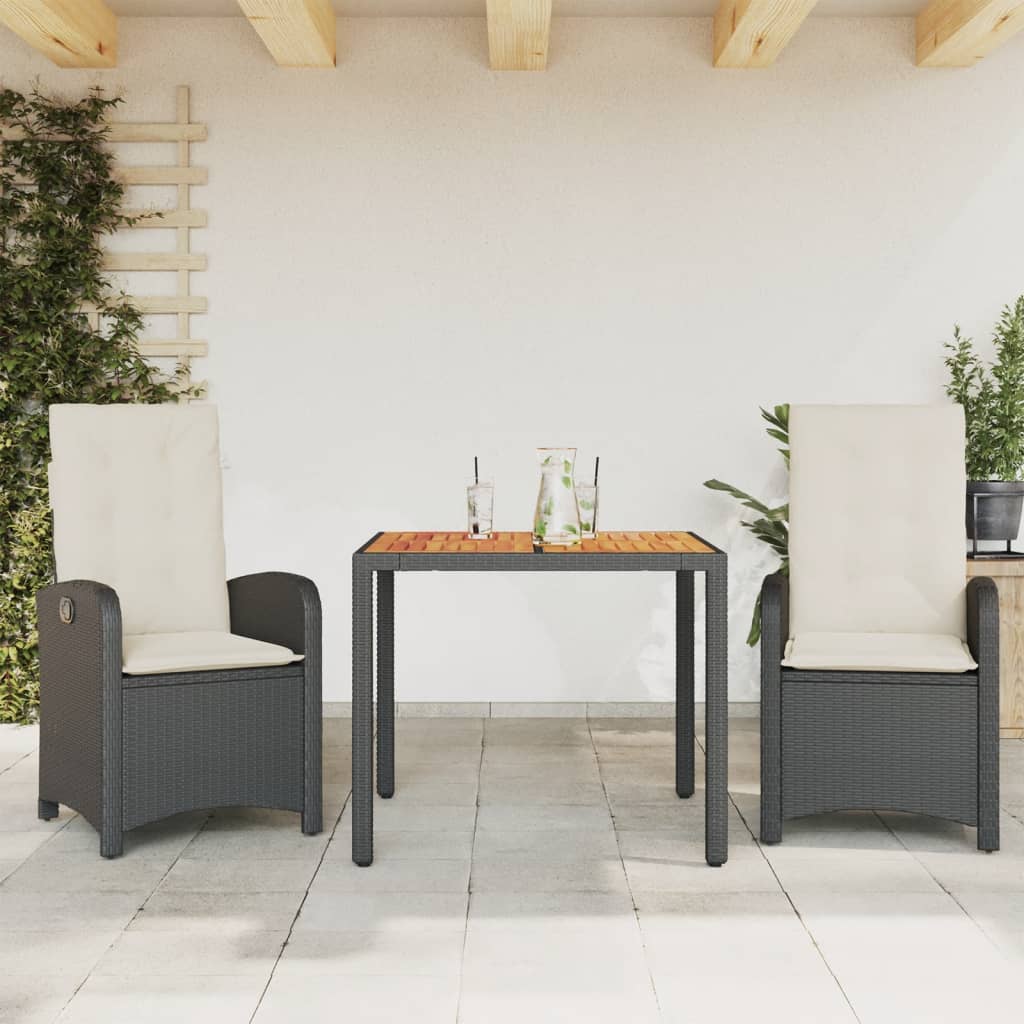 Spisebordssæt Til Haven 3 Dele Med Hynder Polyrattan - Variant 3212221