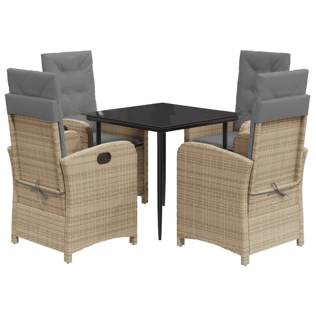 Spisebordssæt Til Haven 7 Dele Med Hynder Polyrattan Beige