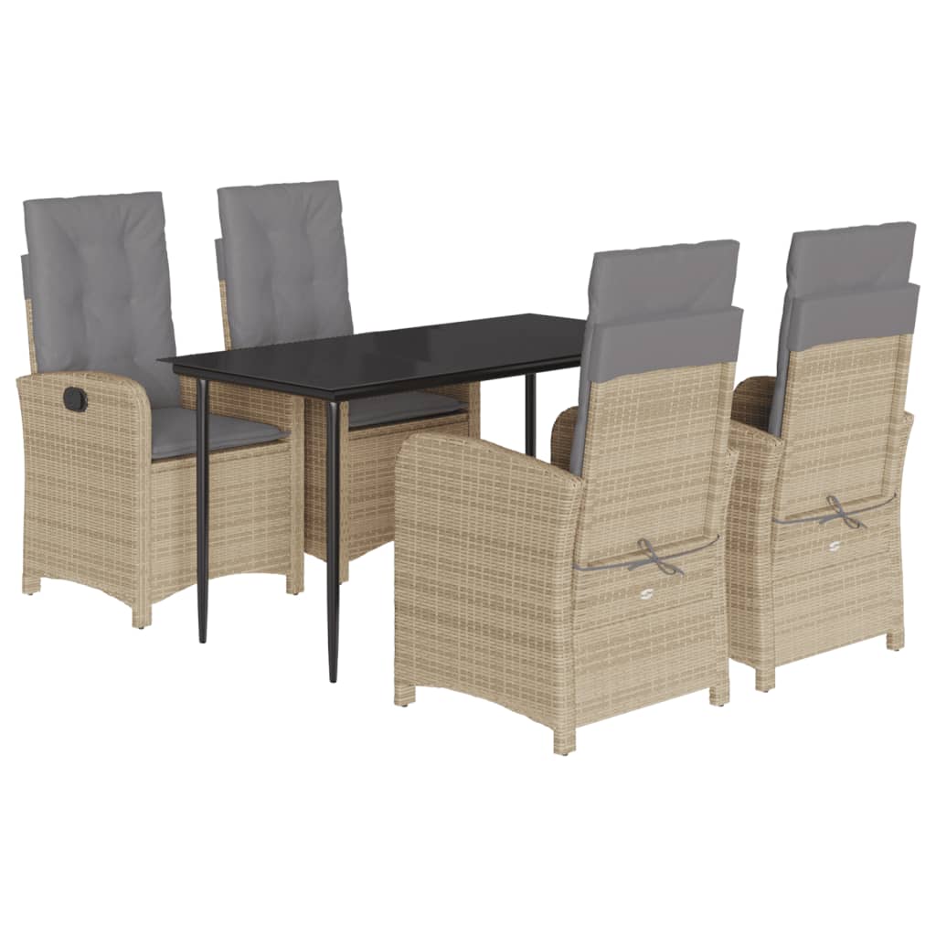 Spisebordssæt Til Haven 7 Dele Med Hynder Polyrattan Beige