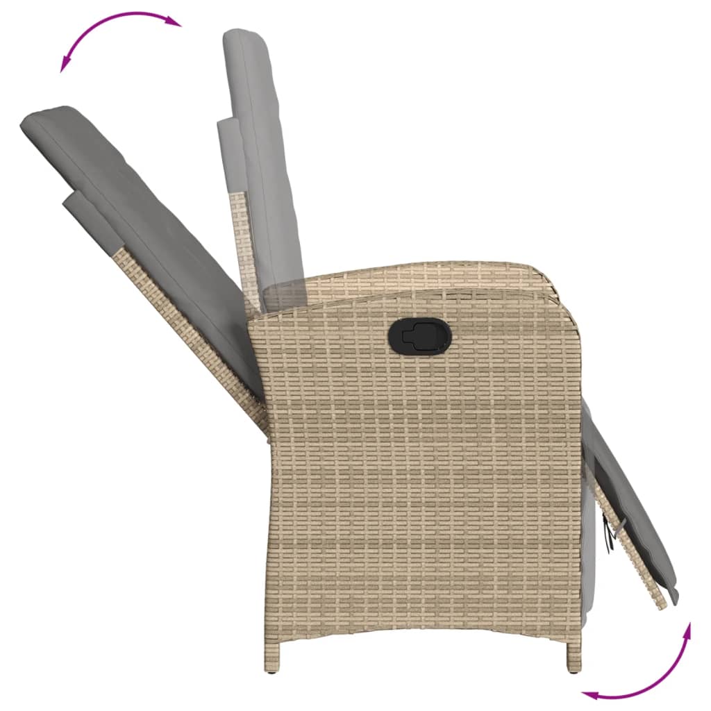 Spisebordssæt Til Haven 7 Dele Med Hynder Polyrattan Beige