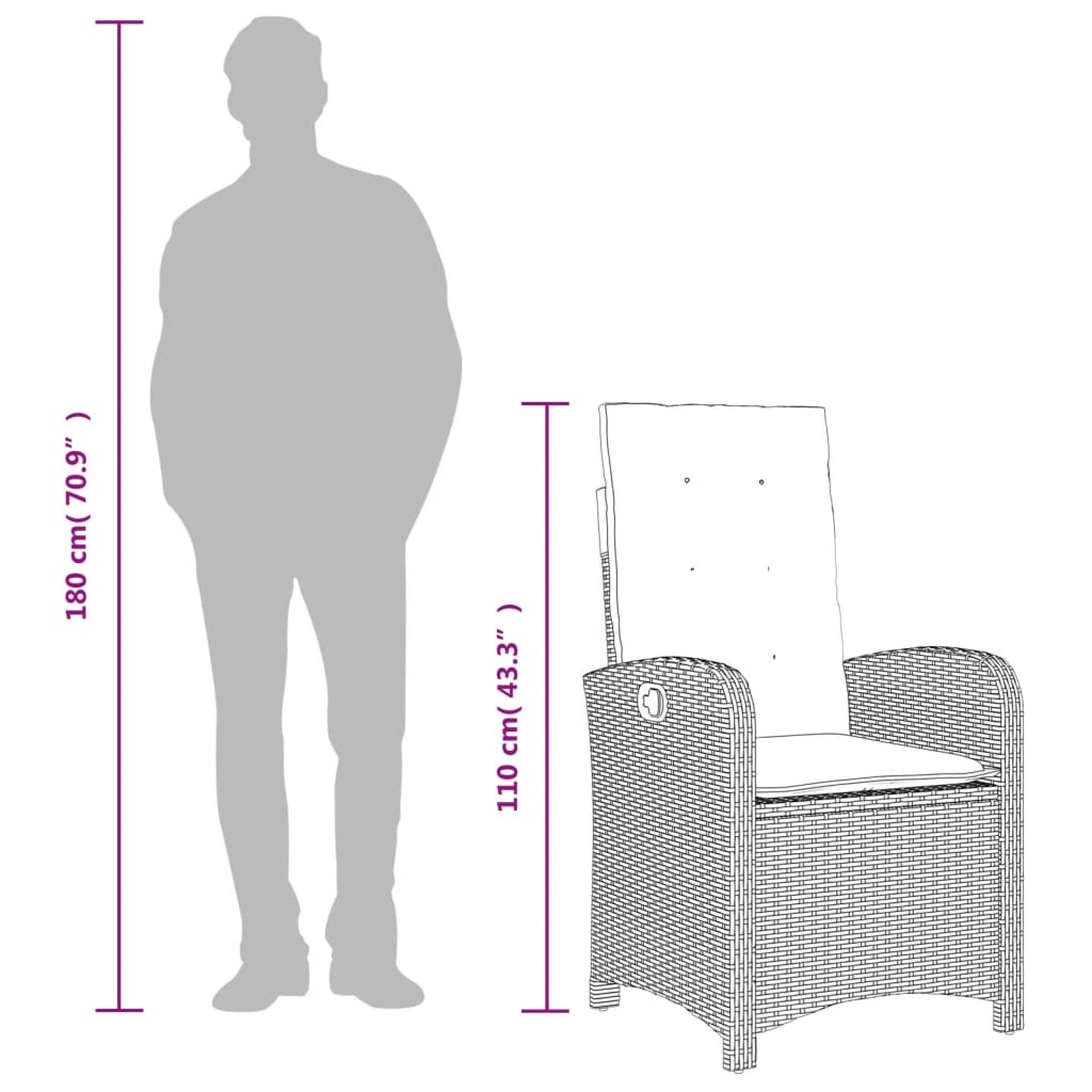 Spisebordssæt Til Haven 7 Dele Med Hynder Polyrattan Beige