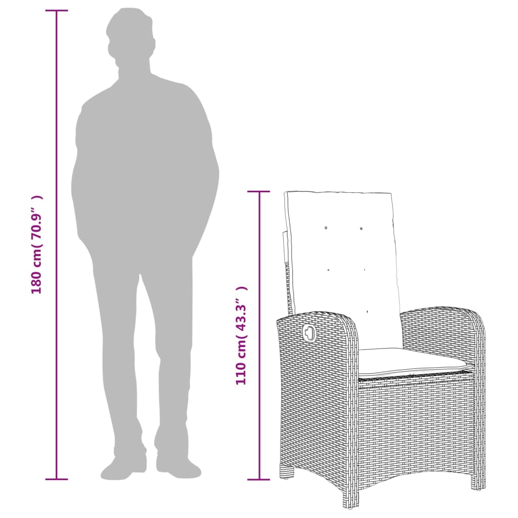 Spisebordssæt Til Haven 7 Dele Med Hynder Polyrattan Beige